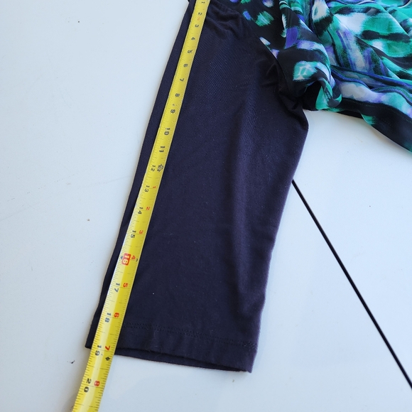 Chico's Easywear Jacket Sz 2 Black White Green  Open Front Sheer Cardigan L 12 - Picture 10 of 10